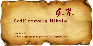 Grünczveig Nikola névjegykártya